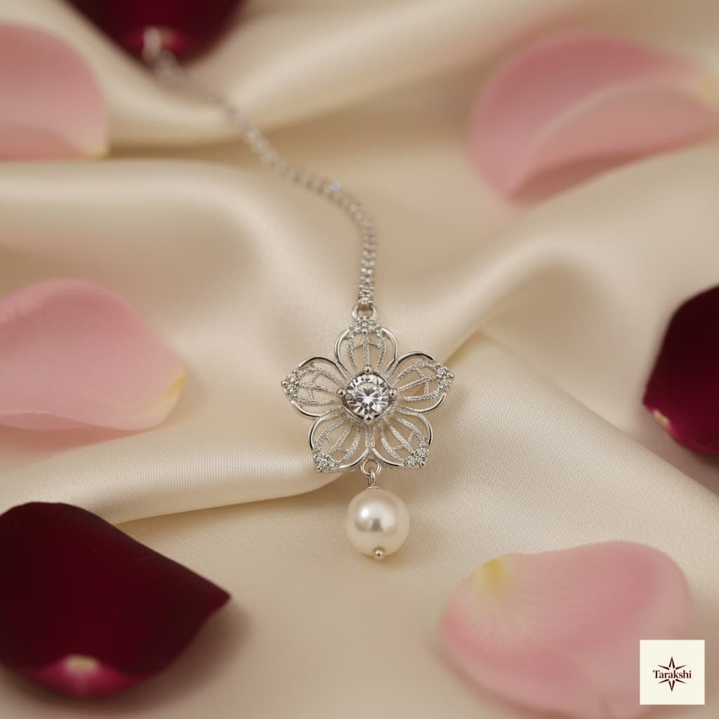 Celestial Petal Pearl & AD Maangtika