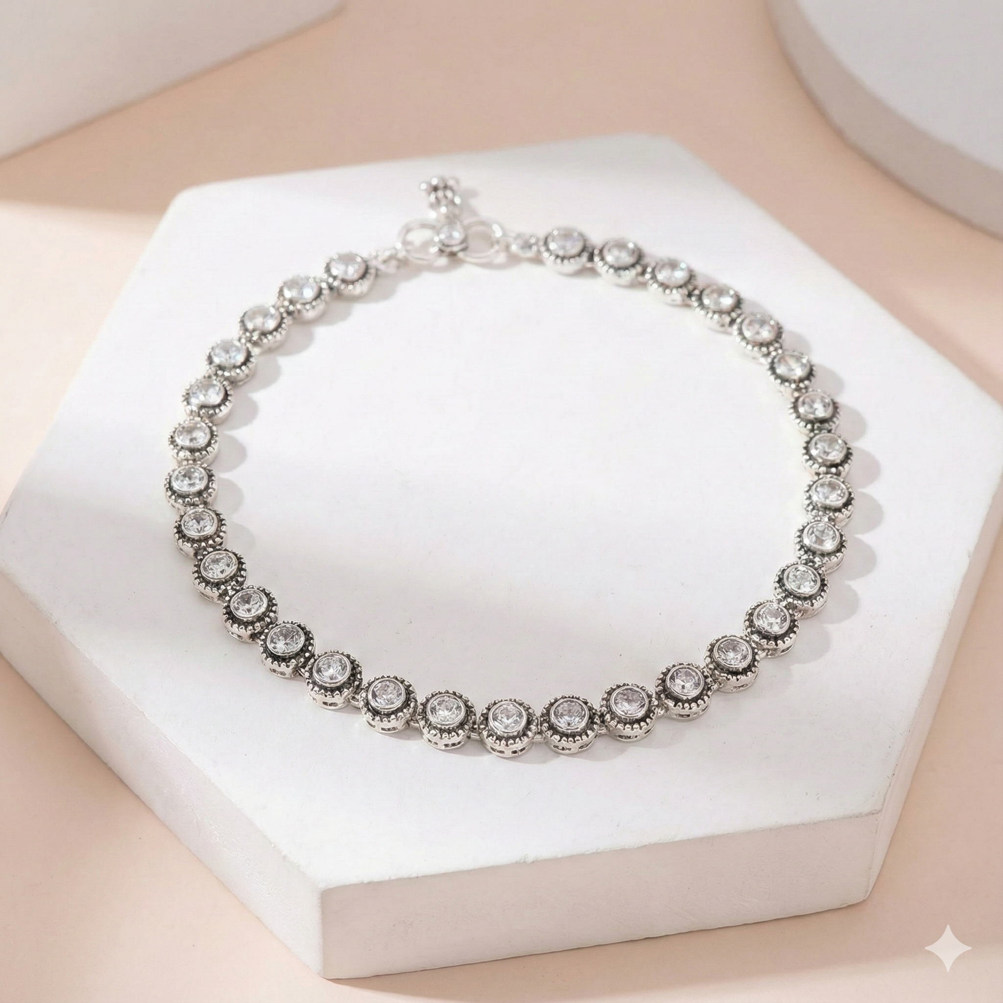 Classic Silver Zircon Tennis Anklet