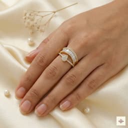 Gold Plated Baguette & Pave Crown Ring thumbnail 2