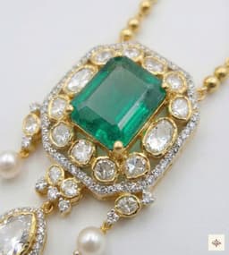 Gold Plated Emerald & Polki Fusion Necklace thumbnail 2
