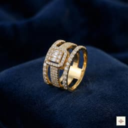 Gold Plated Moissanite Square Halo Split-Shank Ring thumbnail 3