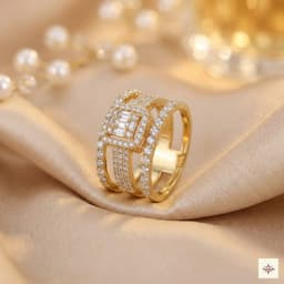 Gold Plated Moissanite Square Halo Split-Shank Ring thumbnail 1