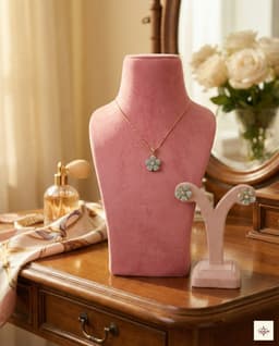Gold Plated Pastel Blue Floral Pendant Necklace thumbnail 3