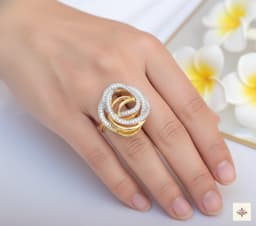 Gold Plated Two-Tone Interlocking Swirl Ring thumbnail 2
