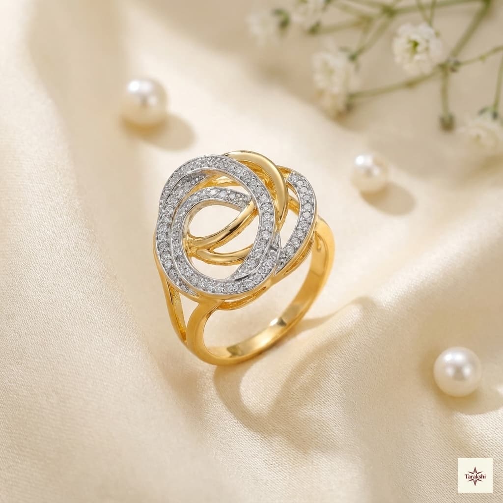 Gold Plated Two-Tone Interlocking Swirl Ring image 1