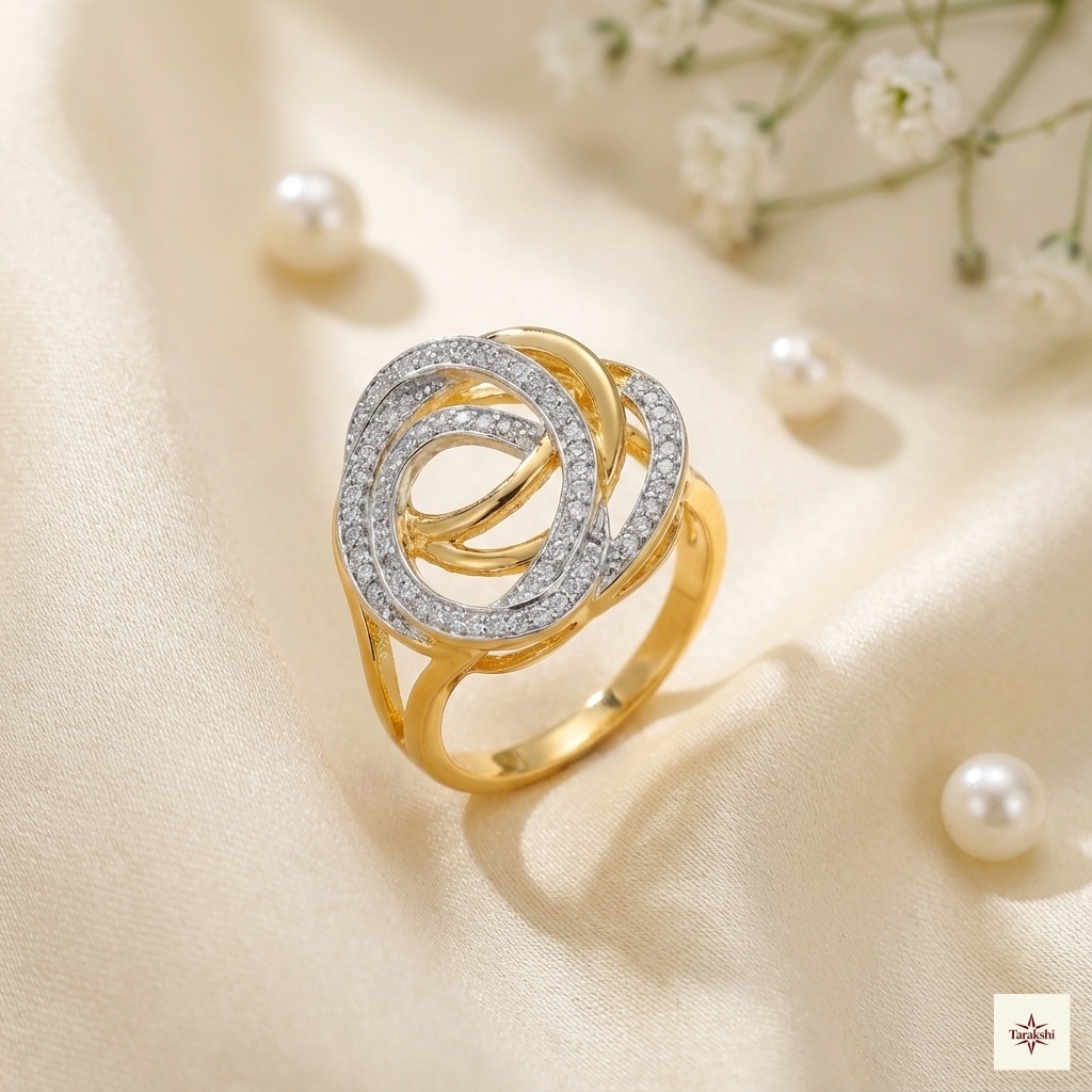 Gold Plated Two-Tone Interlocking Swirl Ring