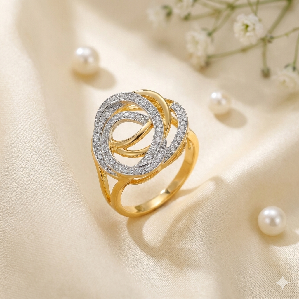 Gold Plated Two-Tone Interlocking Swirl Ring thumbnail 1