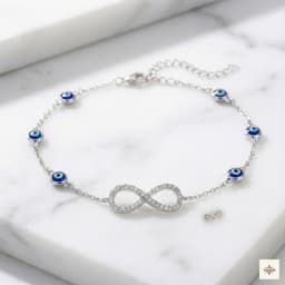 Infinity Evil Eye Silver Anklet thumbnail 2