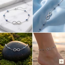 Infinity Evil Eye Silver Anklet thumbnail 3