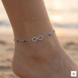 Infinity Evil Eye Silver Anklet thumbnail 1