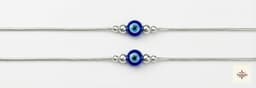 Minimalist Snake Chain Evil Eye Silver Anklet thumbnail 1