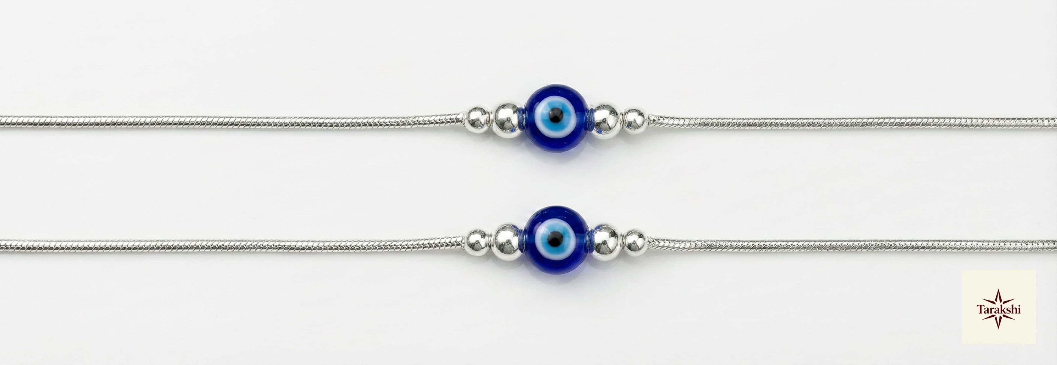 Minimalist Snake Chain Evil Eye Silver Anklet