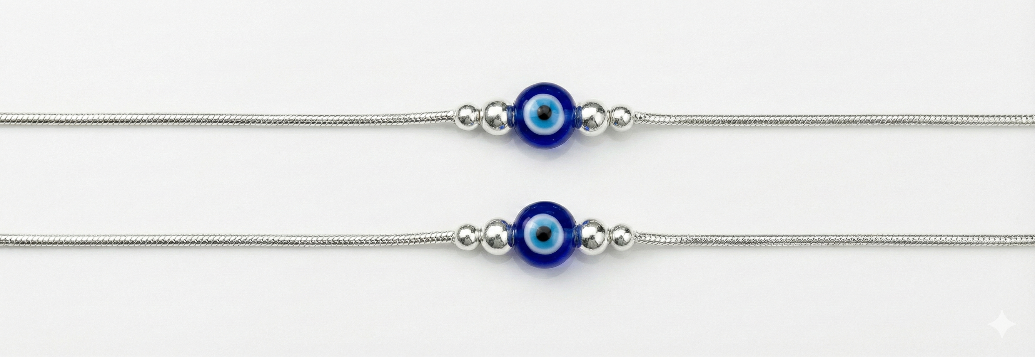 Minimalist Snake Chain Evil Eye Silver Anklet thumbnail 1