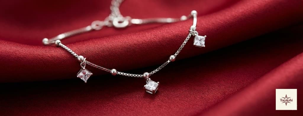 Princess Cut Zircon Silver Snake Chain Anklet