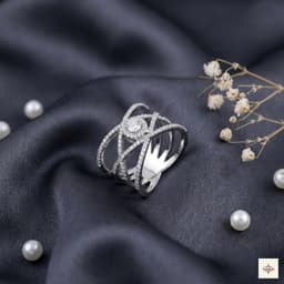 Silver Criss-Cross Solitaire Statement Ring thumbnail 2