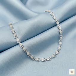 Silver Diamond-Look Floral Cluster Tennis Anklet thumbnail 2
