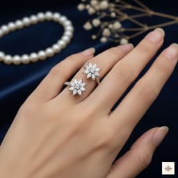 Silver Double Starburst Open Ring thumbnail 2