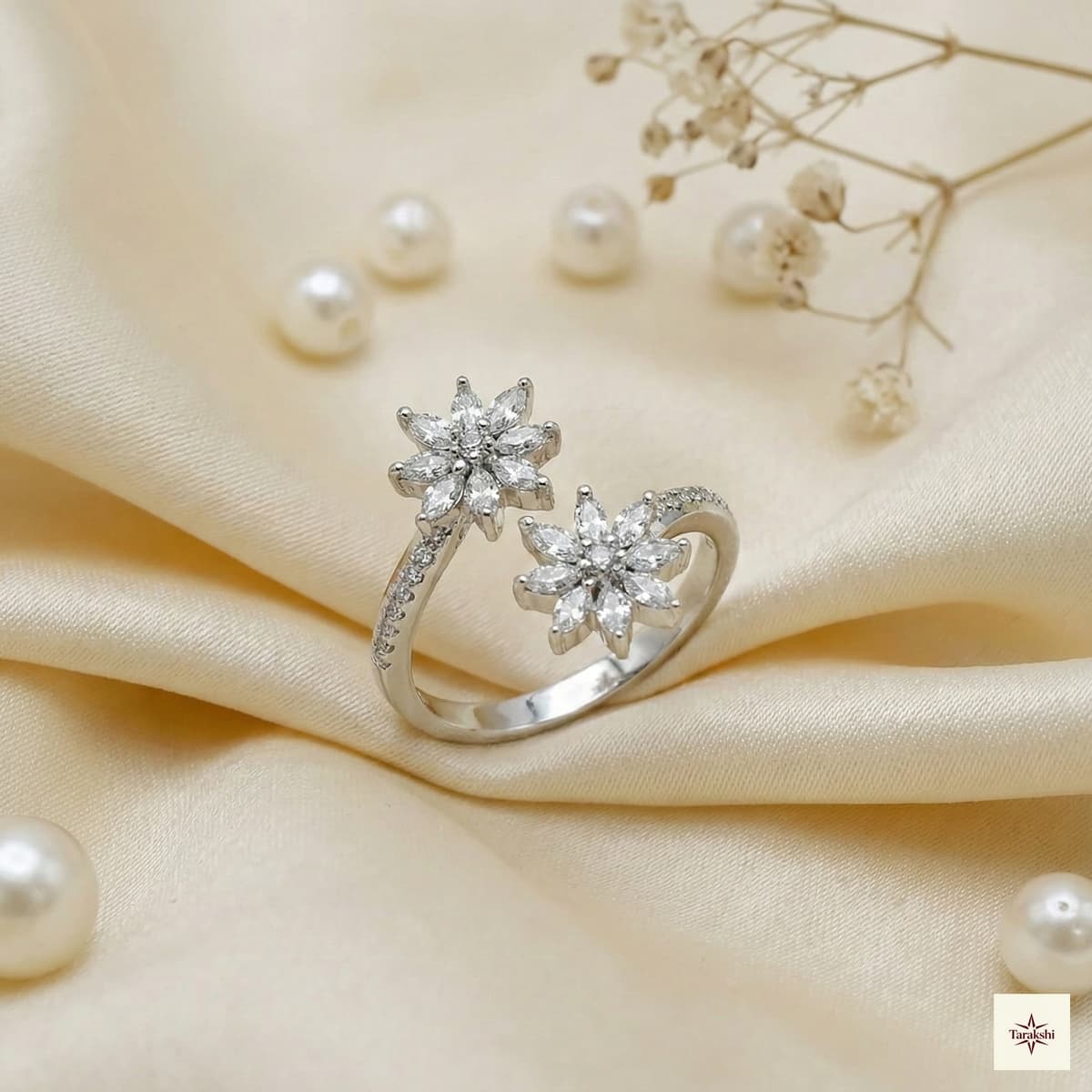 Silver Double Starburst Open Ring image 1