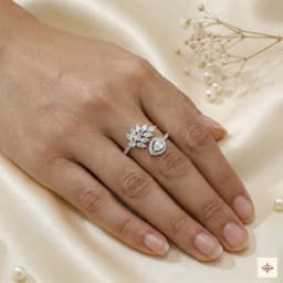 Silver Floral & Pear Adjustable Open Ring thumbnail 1