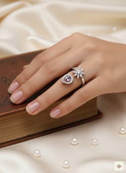 Silver Starburst & Pear Open Ring thumbnail 2