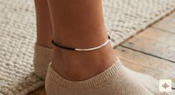 Sleek Silver Tube Black Crystal Nazariya Anklet (Pair) thumbnail 3