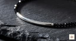 Sleek Silver Tube Black Crystal Nazariya Anklet (Pair) thumbnail 4