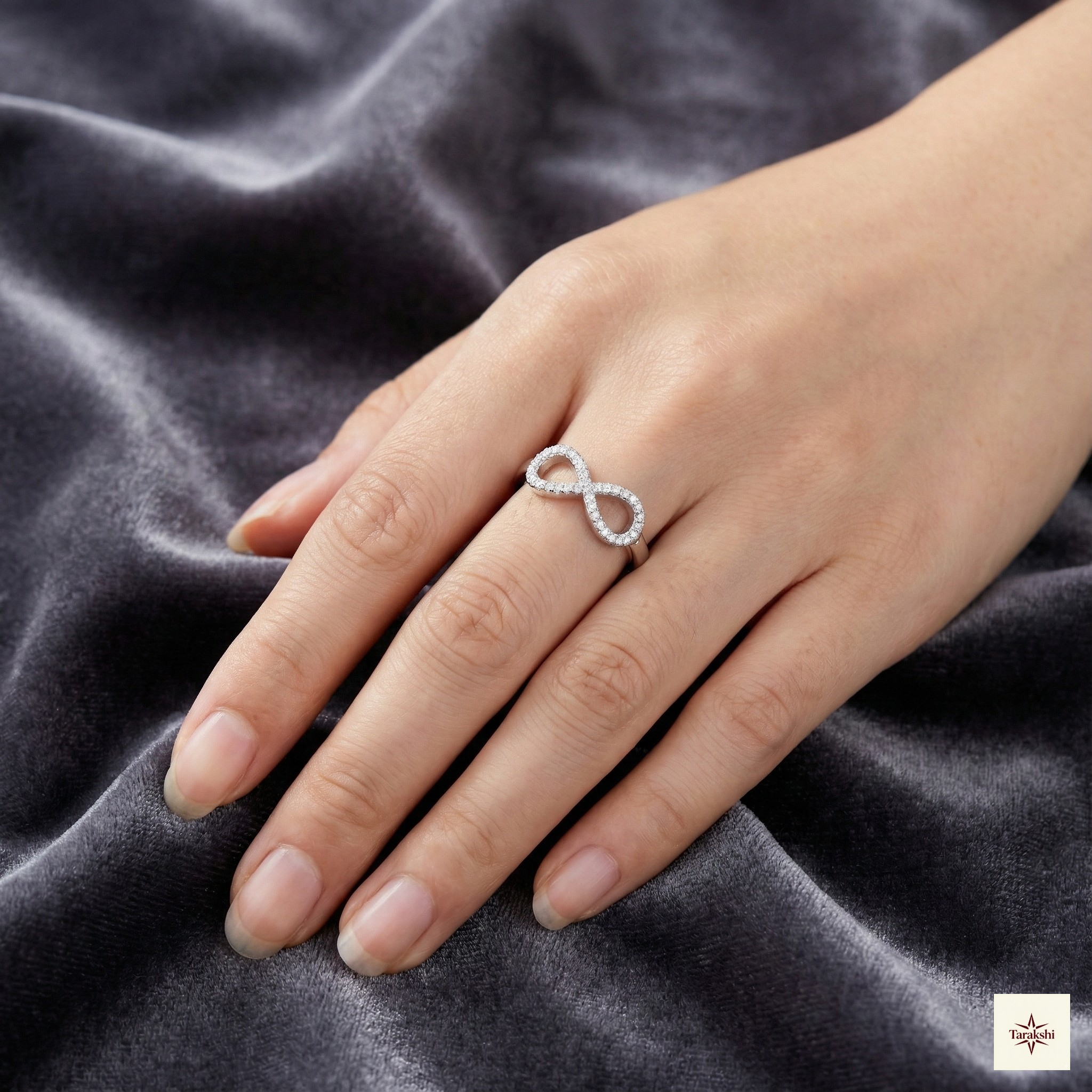 Silver Pave Infinity Open Ring thumbnail 2