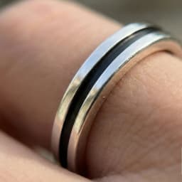 Minimalist Black Groove Sterling Silver Ring thumbnail 2