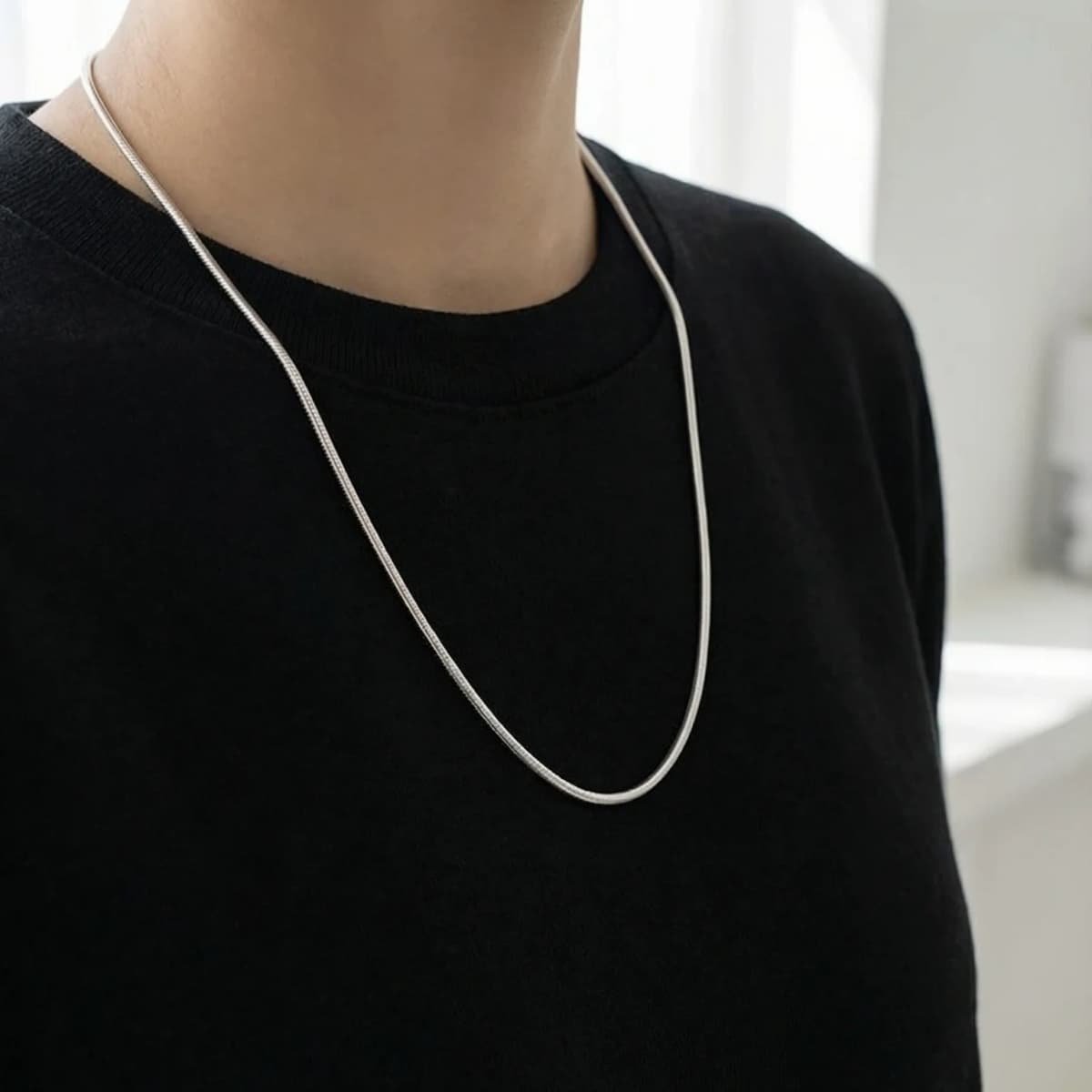 Sleek Minimalist Silver Snake Chain image 1
