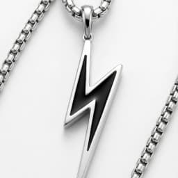 Sterling Silver Lightning Bolt Pendant Necklace thumbnail 3