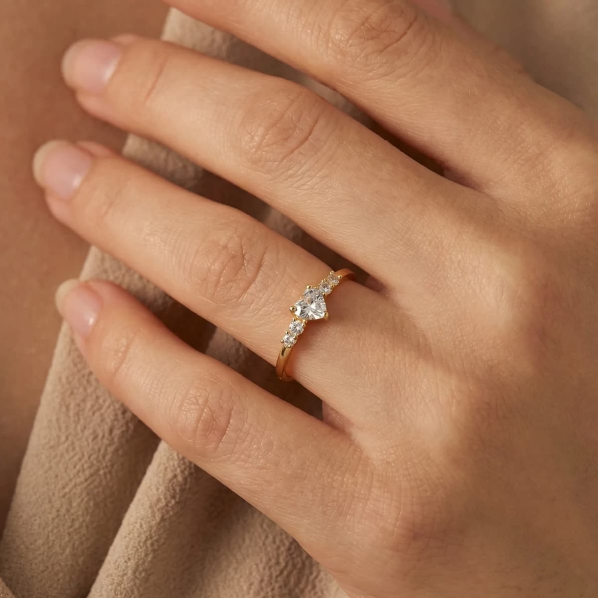 Unlock Me Heart of Gold Dainty Adjustable Ring image 1