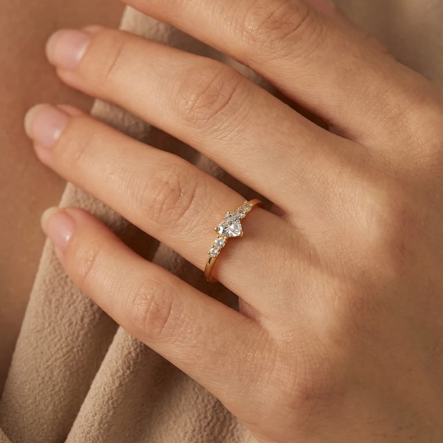 Unlock Me Heart of Gold Dainty Adjustable Ring