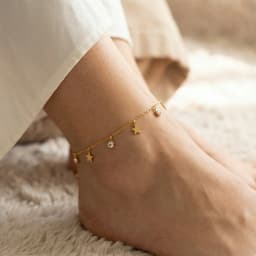 Dainty Star & Zircon Gold Plated Anklet thumbnail 2