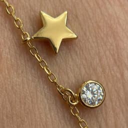 Dainty Star & Zircon Gold Plated Anklet thumbnail 1