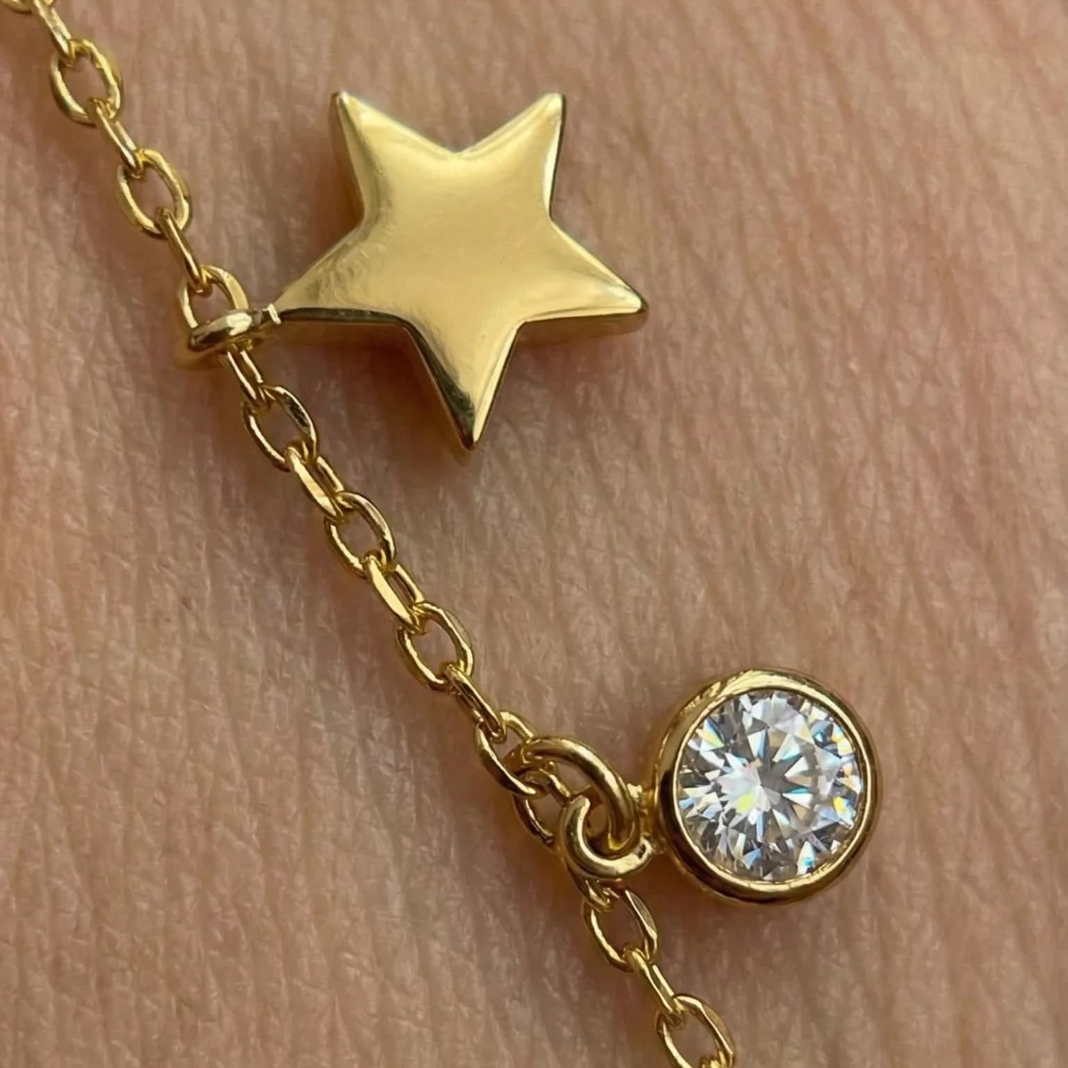 Dainty Star & Zircon Gold Plated Anklet