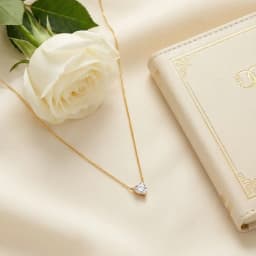 Sparkling Heart Solitaire Gold Pendant Necklace thumbnail 2