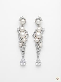 Pearl and Zircon Cascade Drop Earrings thumbnail 1