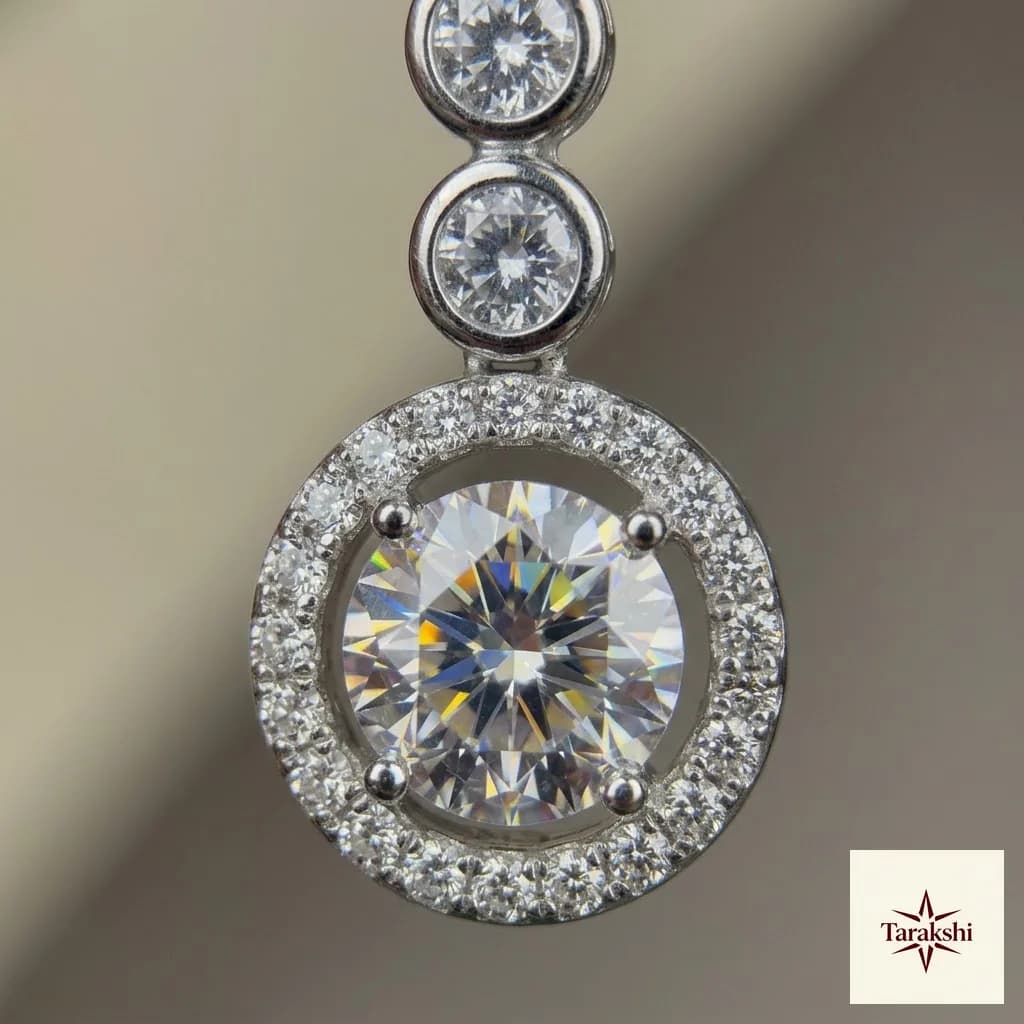Radiant Halo Drop Silver 925 Sterling Earrings image 1