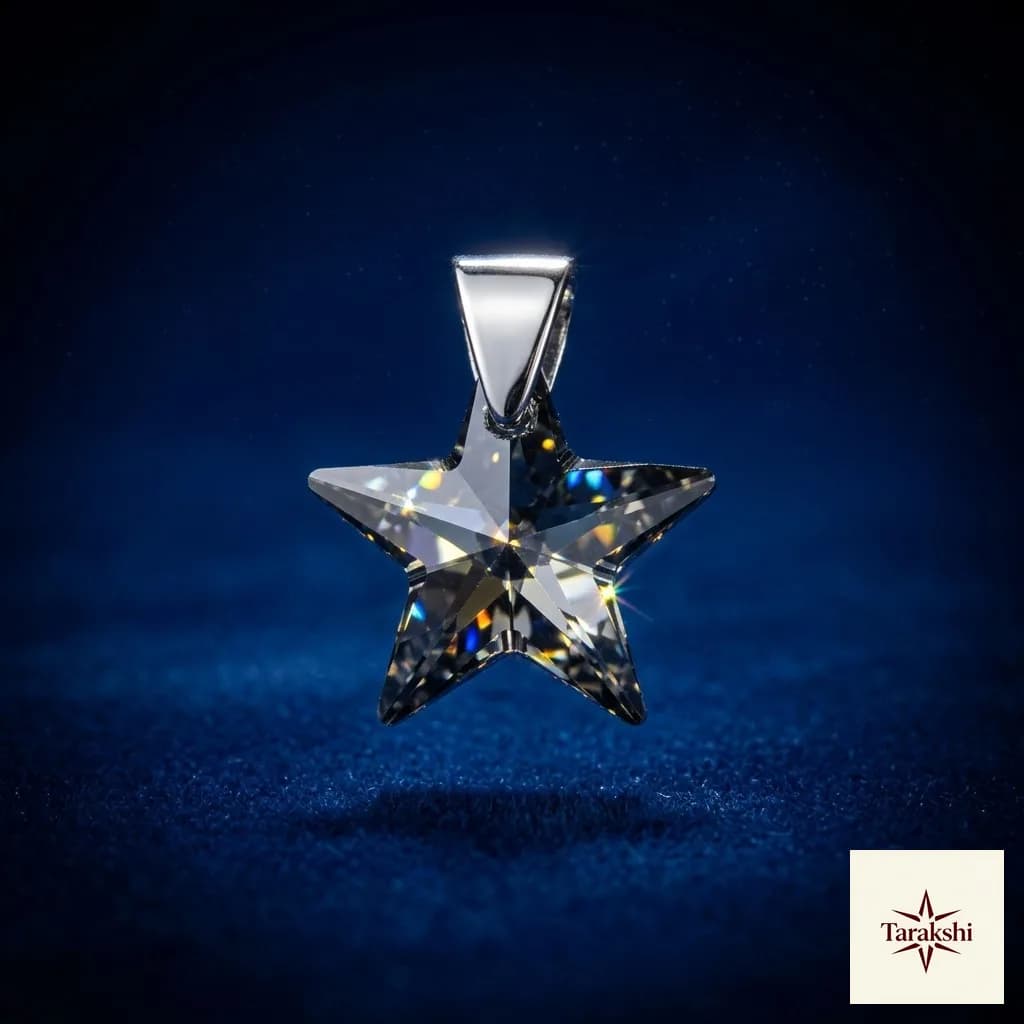 Twinkling Star Faceted Crystal Sterling Silver Pendant image 1