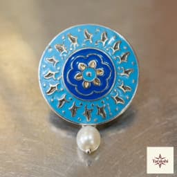 Azure Bloom Meenakari Silver Pearl Stud Earrings thumbnail 2