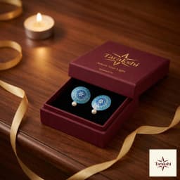 Azure Bloom Meenakari Silver Pearl Stud Earrings thumbnail 5