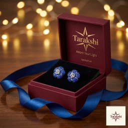 Sapphire Blue Floral Cluster Silver Stud Earrings thumbnail 5