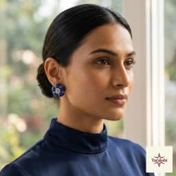 Sapphire Blue Floral Cluster Silver Stud Earrings thumbnail 4