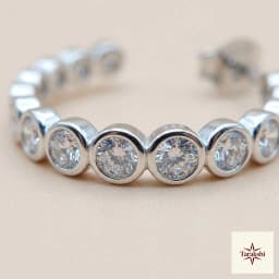 Sparkling Solitaire C-Hoop Sterling Silver Earrings thumbnail 2