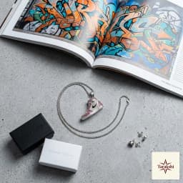 Sterling Silver Sneaker Pendant Necklace with Ruby CZ thumbnail 3