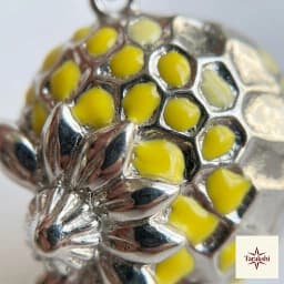 Sunflower Honeycomb Enamel Sterling Silver Pendant thumbnail 2