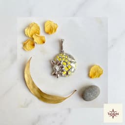 Sunflower Honeycomb Enamel Sterling Silver Pendant thumbnail 3