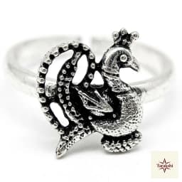 Tarakshi Oxidized Silver Peacock Toe Rings thumbnail 2