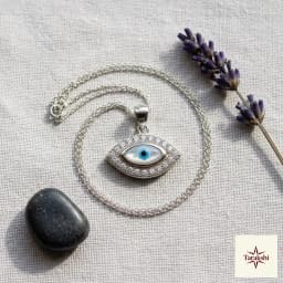 Silver Evil Eye Pendant with Mother-of-Pearl & CZ thumbnail 3