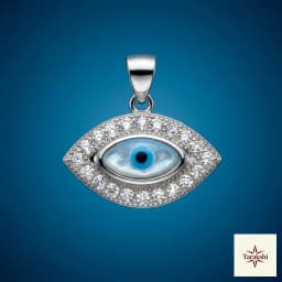 Silver Evil Eye Pendant with Mother-of-Pearl & CZ thumbnail 1